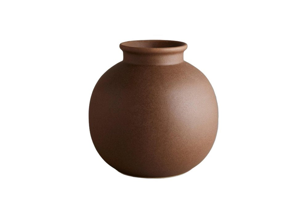8" Dark Brown Ceramic Round Table Vase