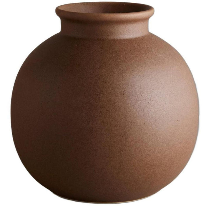 8" Dark Brown Ceramic Round Table Vase