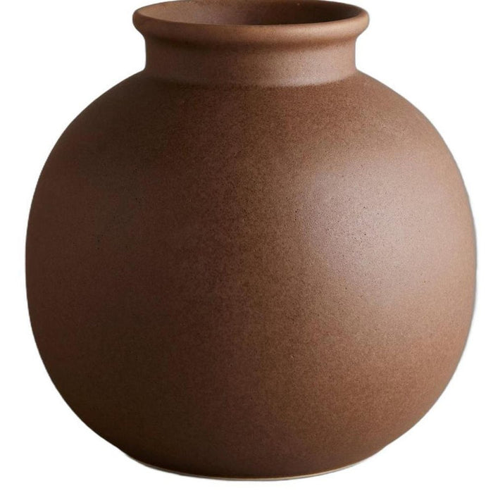 8" Dark Brown Ceramic Round Table Vase