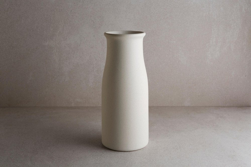 10" Cream Ceramic Cylinder Table Vase