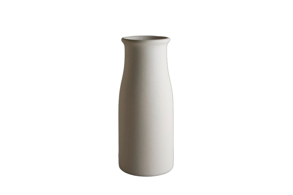 10" Cream Ceramic Cylinder Table Vase