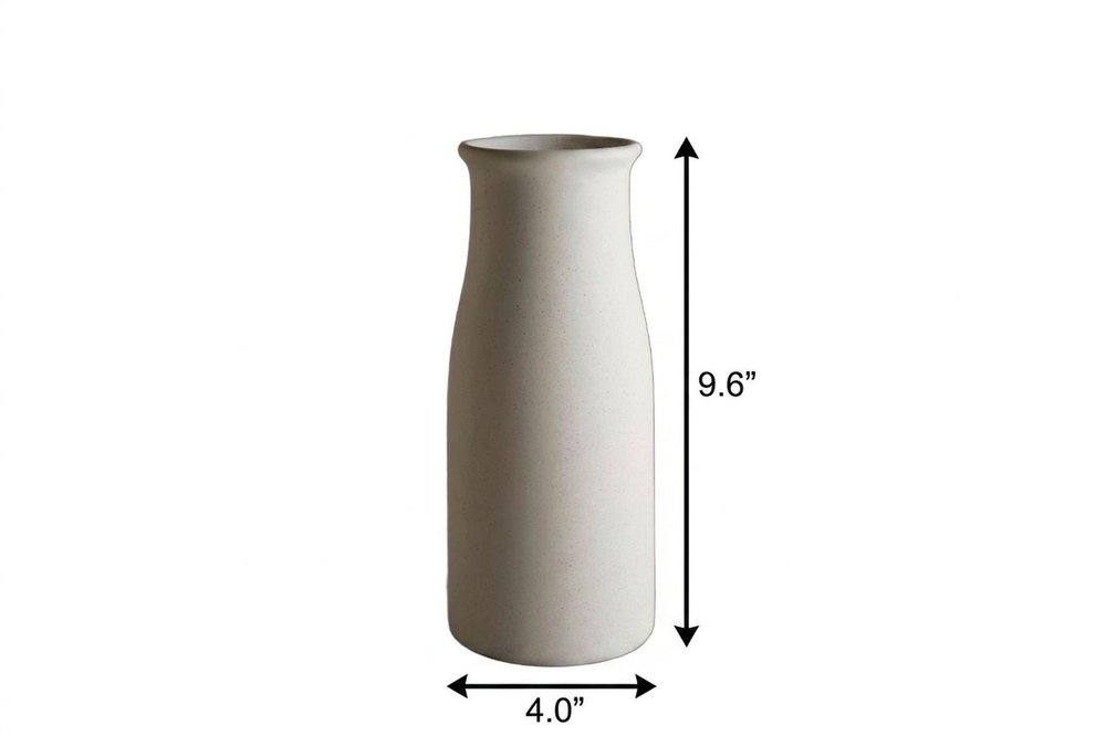10" Cream Ceramic Cylinder Table Vase