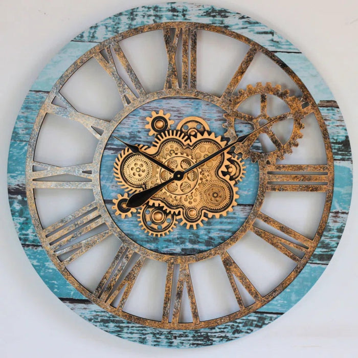 Wall Clock 36'' Oversized for Living Room with Real Moving Gears