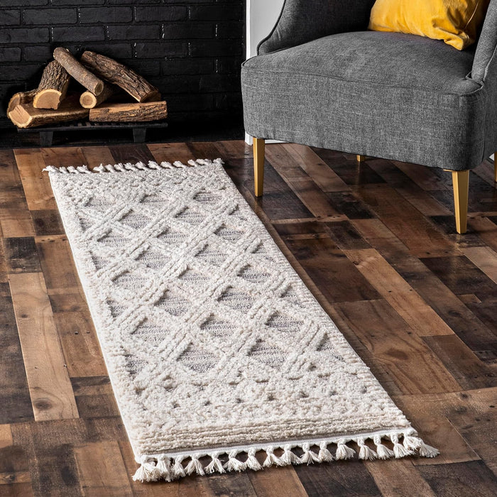 Contemporary Trellis Shag Rug, Soft Polyester Area Rug for Home Décor