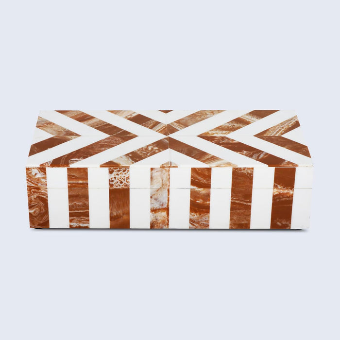 Modern Chevron Decorative Box with Lid, Stylish Storage Organizer for Shelves & Tables