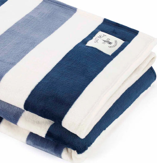 Nautica Awning Stripe Ultra Soft Plush Throw Blanket