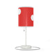 Decorative Mushroom Table Lamp: red with large white polka dots, pull-chain switch, circular base.