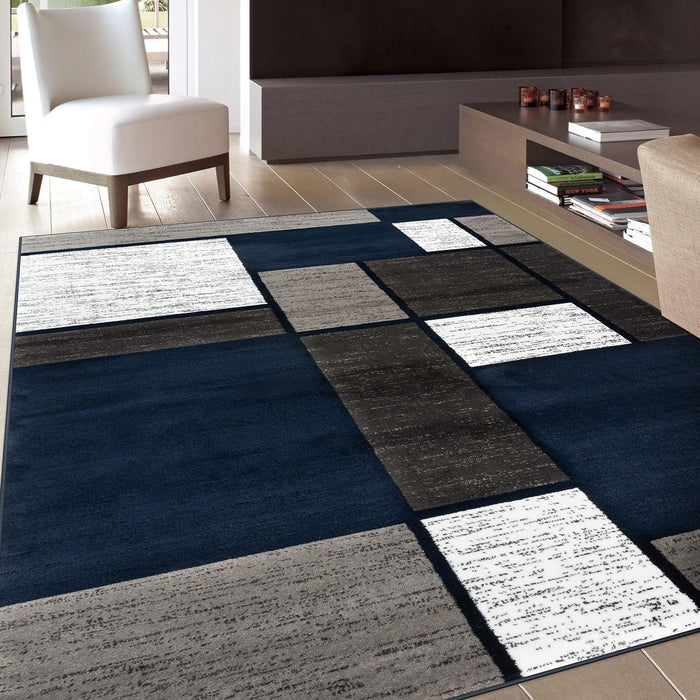 Contemporary Geometric Boxes Area Rug