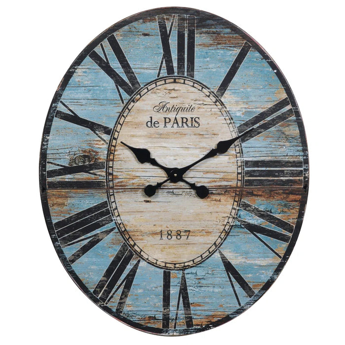 Rachual Decorative Oval Wood Wall Clock with Distressed Finish