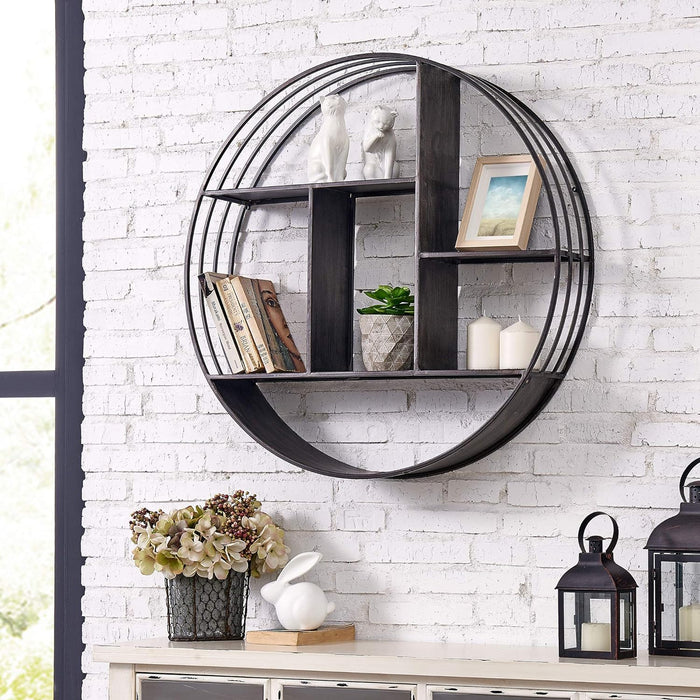 Firstime & Co. White Brody Wall Shelf, Round 3 Tier Wall Mounted Floating Shelf for Bathroom, Bedroom, Living Room Decor, Metal, Industrial, 27.5 Inches