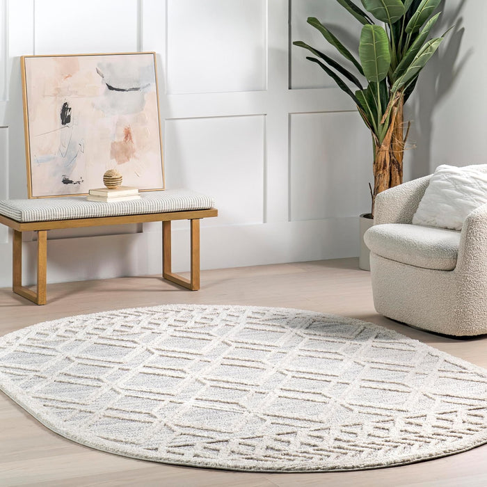 Contemporary Trellis Shag Rug, Soft Polyester Area Rug for Home Décor