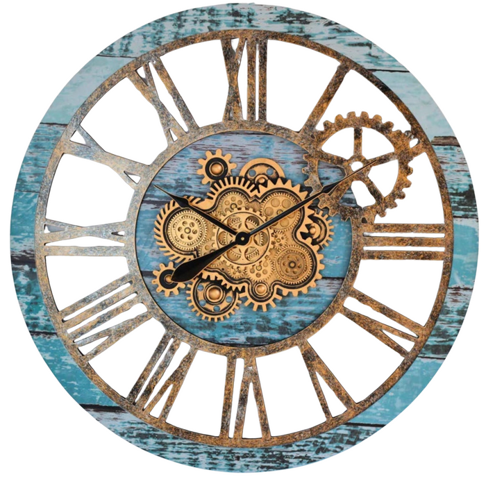 Wall Clock 36'' Oversized for Living Room with Real Moving Gears