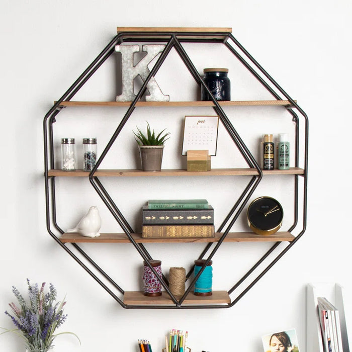 Colten 5 Shelf Octagon Wall Shelf