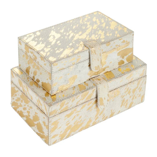 Albina 2 Piece Faux Leather Decorative Box Set