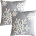 Christmas Snowflake Embroidered Throw Pillow Covers, 18x18 Cotton Canvas Decorative Cushion Covers for Sofa, Bed, Chair (Set of 2)