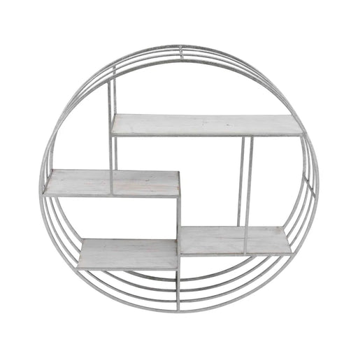 Kittle 32" round Wall Shelf – Contemporary Metal and Wood Mounted Wall Shelf - Decorative Iron Wall Storage for Home or Office
