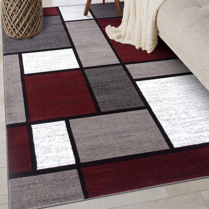 Contemporary Geometric Boxes Area Rug