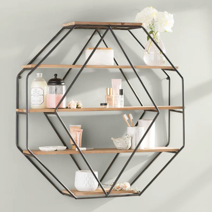 Colten 5 Shelf Octagon Wall Shelf