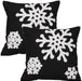 Christmas Snowflake Embroidered Throw Pillow Covers, 18x18 Cotton Canvas Decorative Cushion Covers for Sofa, Bed, Chair (Set of 2)