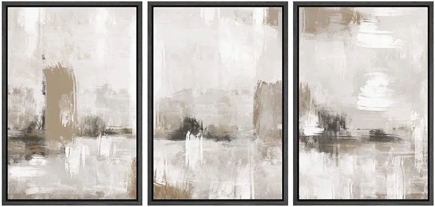 " Grunge Paint Stroke Collage Abstract Large Wall Art " 3 - Pieces on Canvas