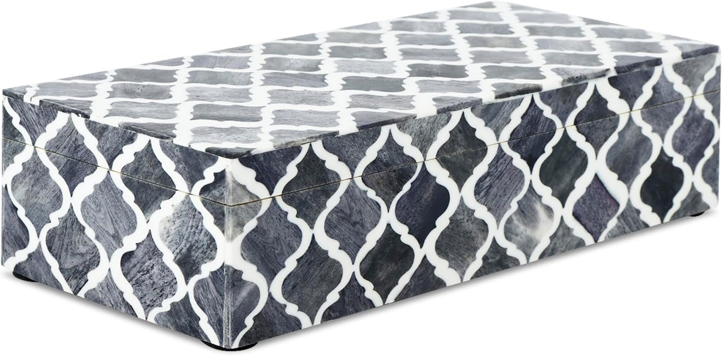 Modern Chevron Decorative Box with Lid, Stylish Storage Organizer for Shelves & Tables