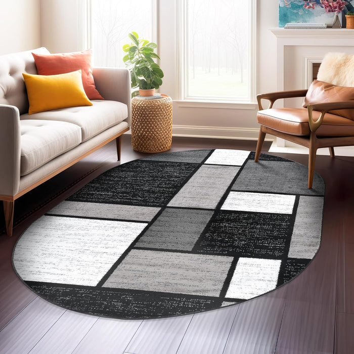 Contemporary Geometric Boxes Area Rug