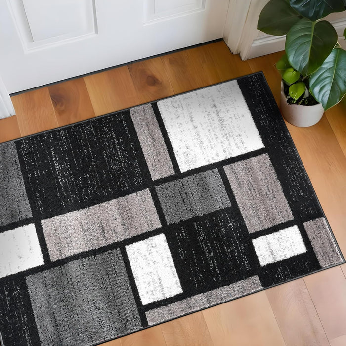 Contemporary Geometric Boxes Area Rug