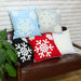 Christmas Snowflake Embroidered Throw Pillow Covers, 18x18 Cotton Canvas Decorative Cushion Covers for Sofa, Bed, Chair (Set of 2)