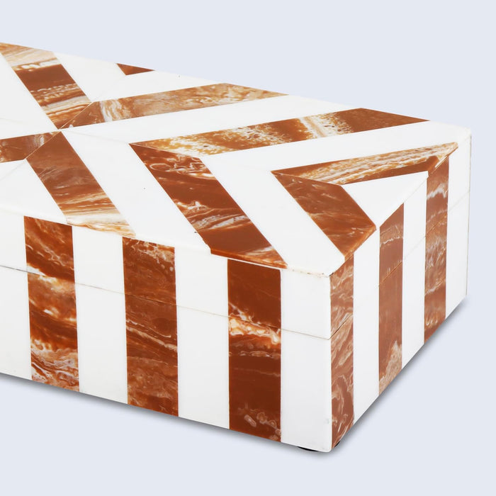 Modern Chevron Decorative Box with Lid, Stylish Storage Organizer for Shelves & Tables