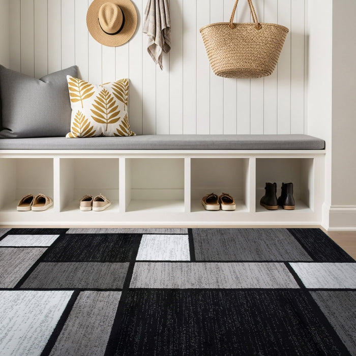 Contemporary Geometric Boxes Area Rug