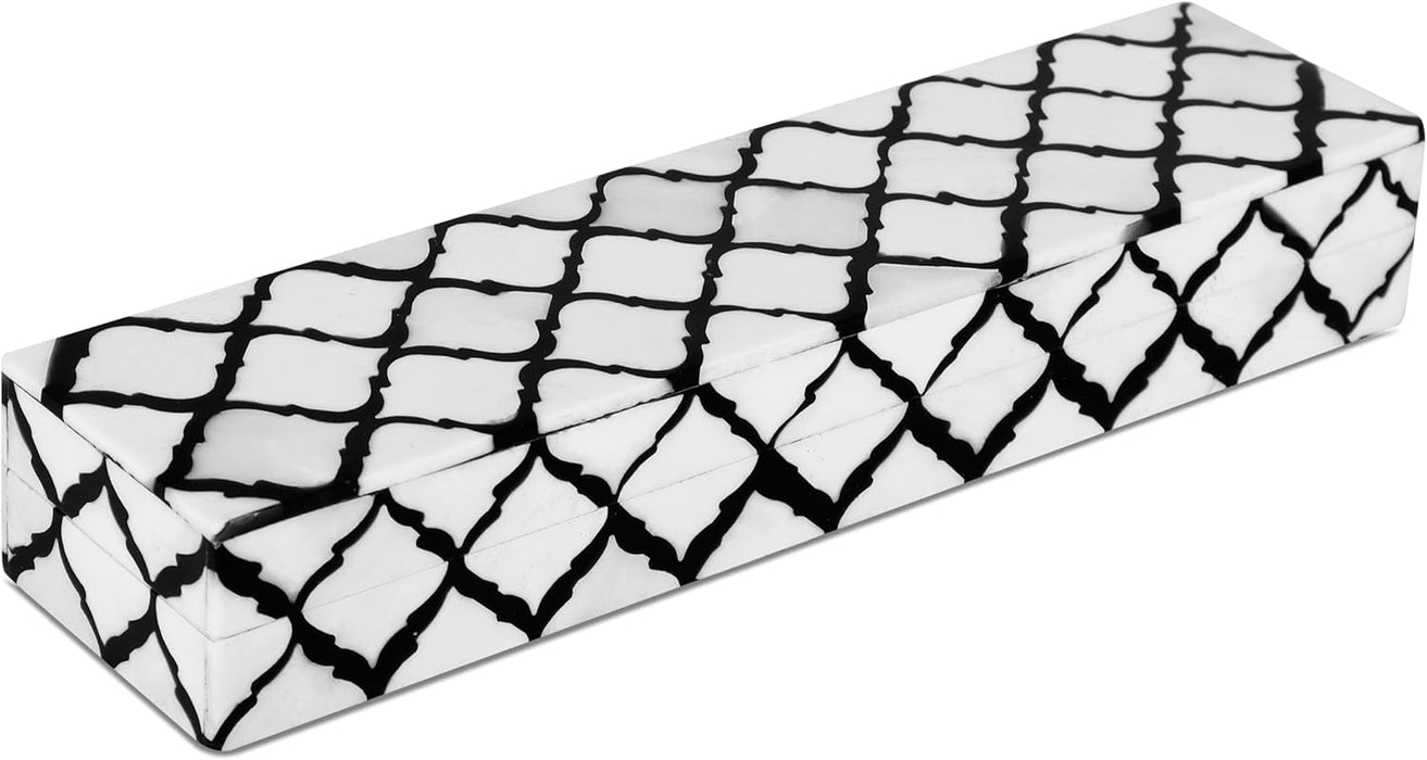 Modern Chevron Decorative Box with Lid, Stylish Storage Organizer for Shelves & Tables