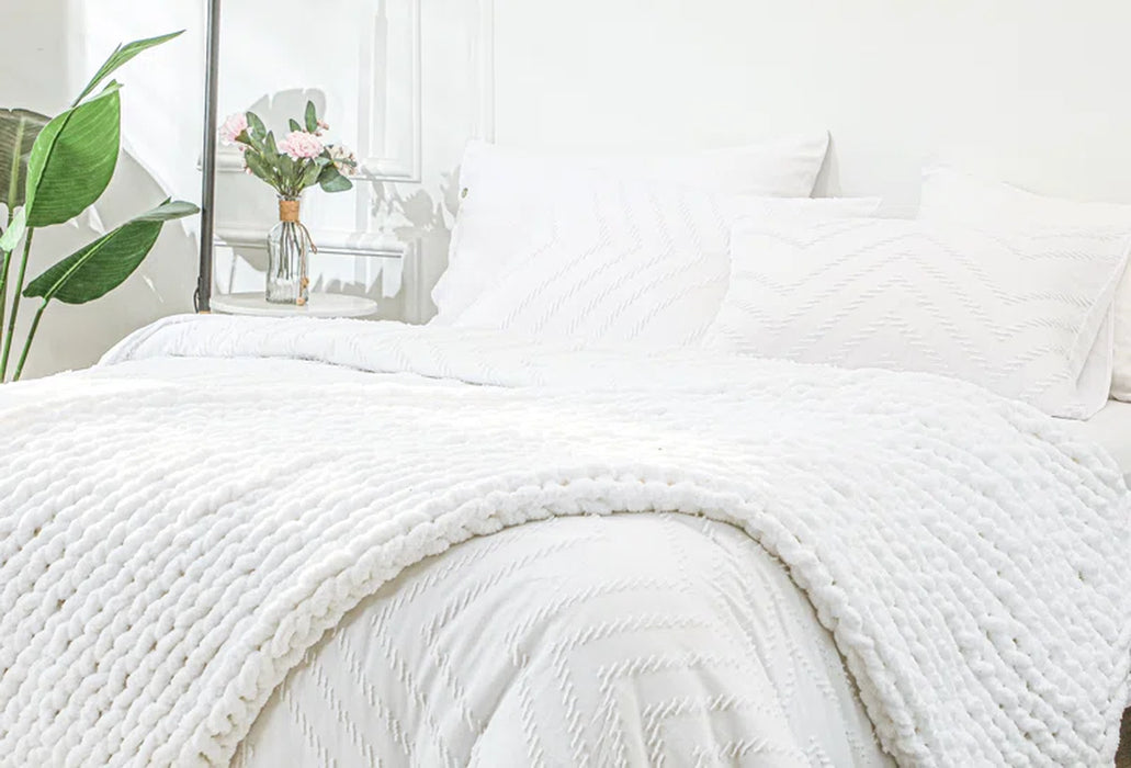 Chenille Chunky Knit Throw, Luxury Hand-Knitted Yarn Throw Blanket