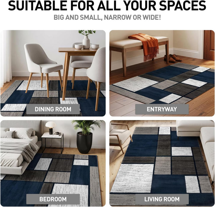 Contemporary Geometric Boxes Area Rug