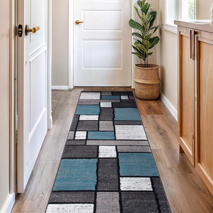 Contemporary Geometric Boxes Area Rug