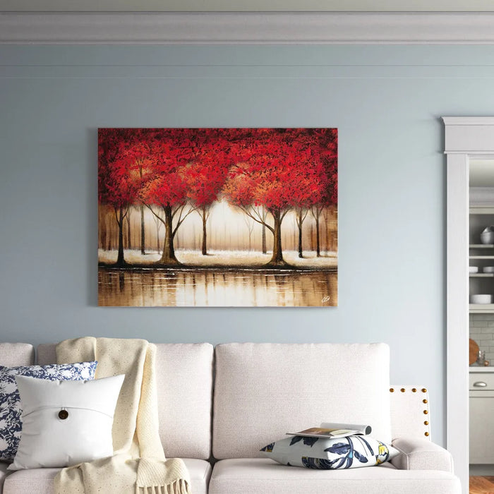 Bernhild Parade of Red Trees - Graphic Art Print on Canvas