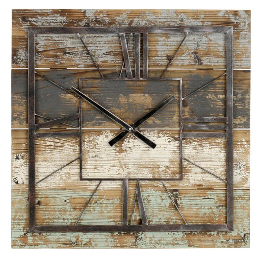 Weston Square Wood Panel Farmhouse Wall Clock