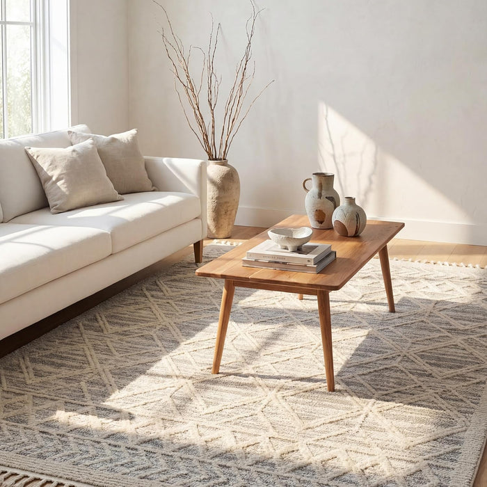 Contemporary Trellis Shag Rug, Soft Polyester Area Rug for Home Décor
