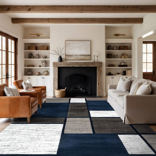 Contemporary Geometric Boxes Area Rug